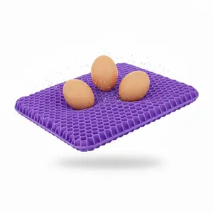 Gel seat cushion with non-slip cover (1/2/3/4/5/6 pieces), breathable honeycomb design, relieves pressure and back pain, suitable for home, office, car, and wheelchair use; great as a school or holiday gift.