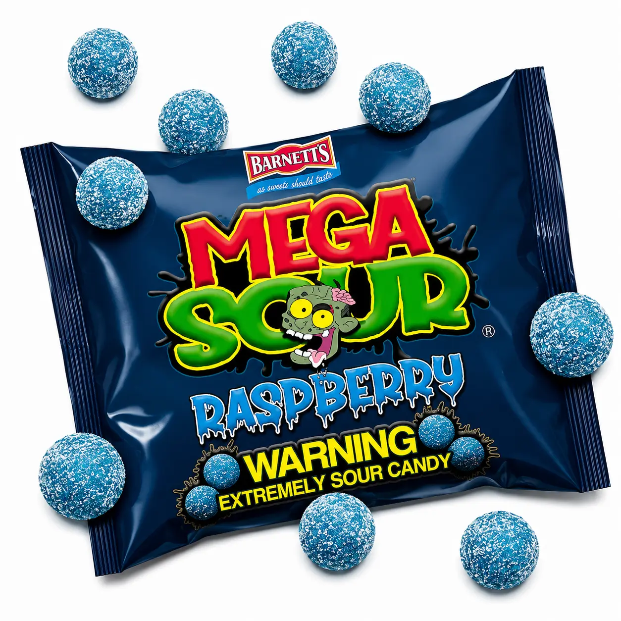 Barnetts Mega Sour Raspberry Candy 104g – Handmade British Hard Sweets – Extreme Sour Candy Challenge – Retro Party Bag & Gift Hamper Treats