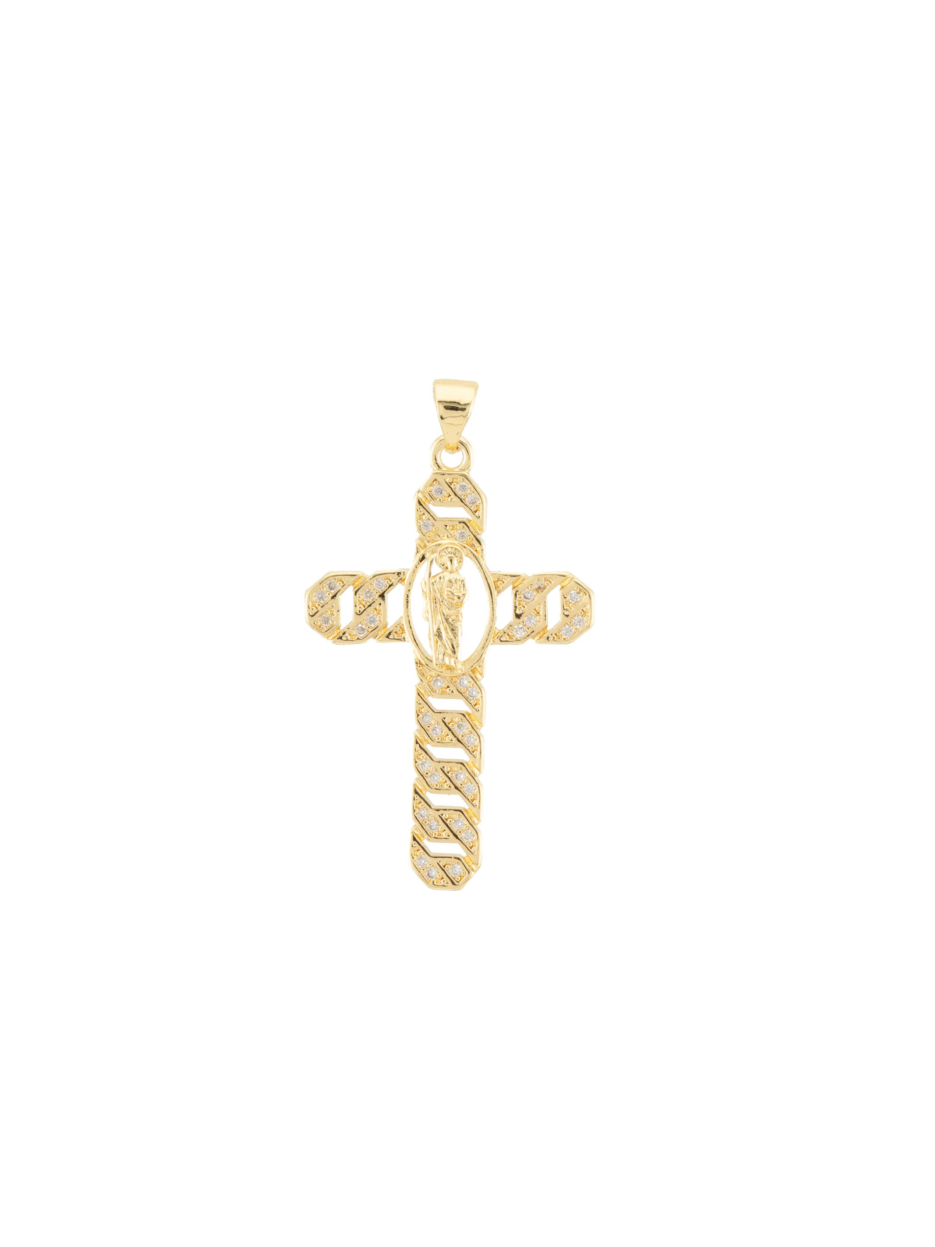 Gold Plated Religious Cross Pendant Jewelry, Faith Jewelry Featuring Saint Jude Thaddeus (Pendant Only), Gold Plated Pendants