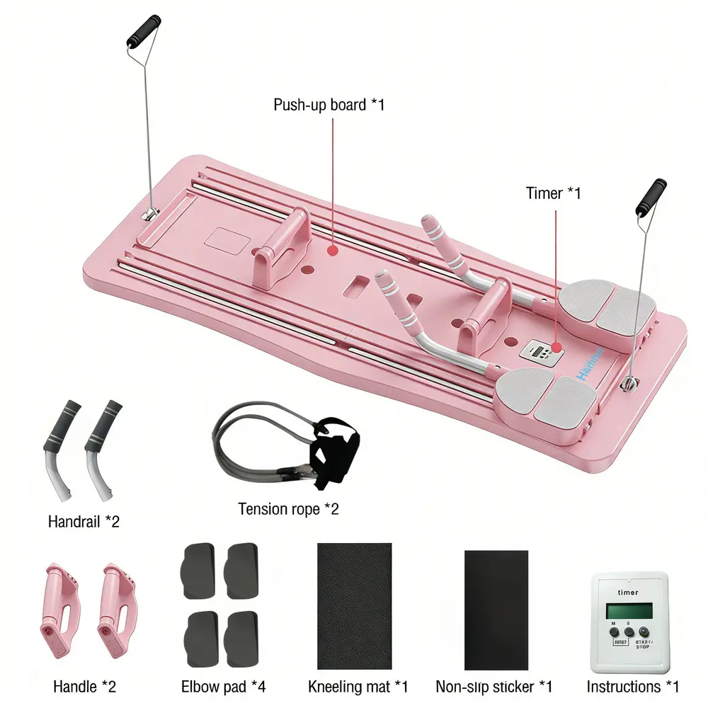 All Purpose Ab Training Board, Fold Up Home Pilates Workout System Equipped Knee Pad, Digital Timer & Elastic Resistance Straps, Core Abdominal Muscle Build Full Body Sculpt Fitness Gear For Household Use, Core Workouts, Abs Workouts