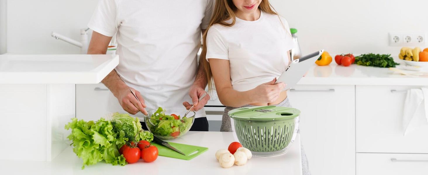 Susteas 5-in-1 Vegetable Chopper – Steel Cutting Basket & Strainer for Fast Salad, Fruit & Meal Prep (Green). Kitchen Utensils