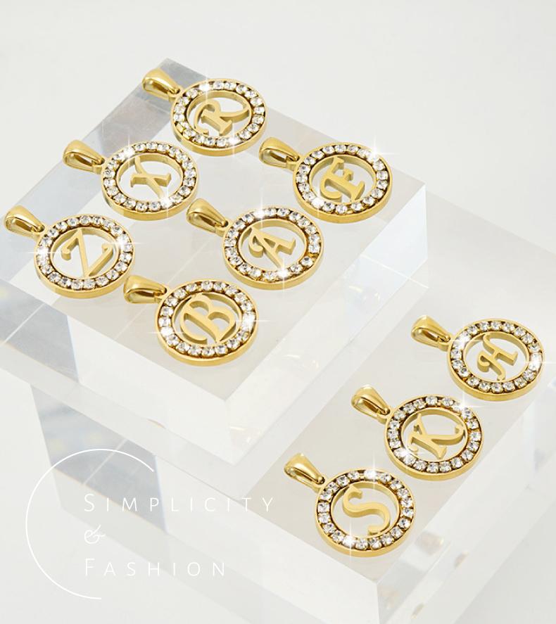 GGIRL 18K Gold Plated Round Artificial Zircon Letter Necklace for Women Men Elegant Durable Design Unique Versatile Daily Wear Special Events Exquisite Jewelry Gift Fashion Jewelry Gift for Holiday Haul Christmas Birthdays Anniversaries Alphabet Pendant