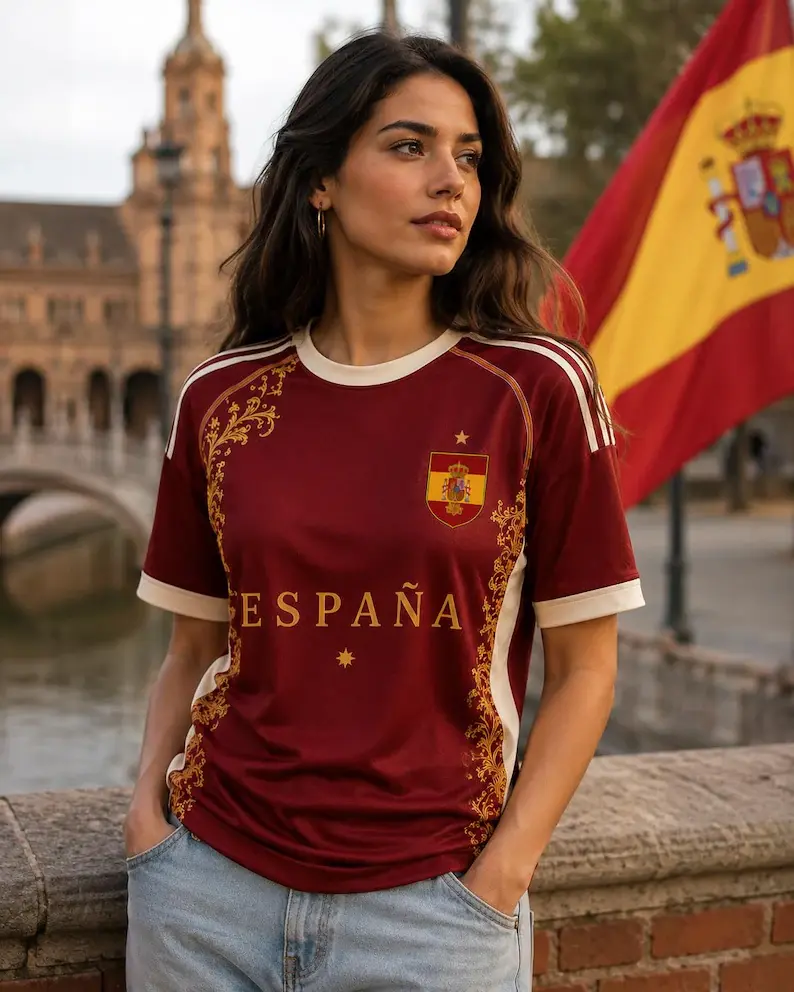 Custom Spain Soccer Jersey, Vintage España Football Shirt, Retro Spain Fan Jersey, Spain National Team Shirt, Unisex Football Tee