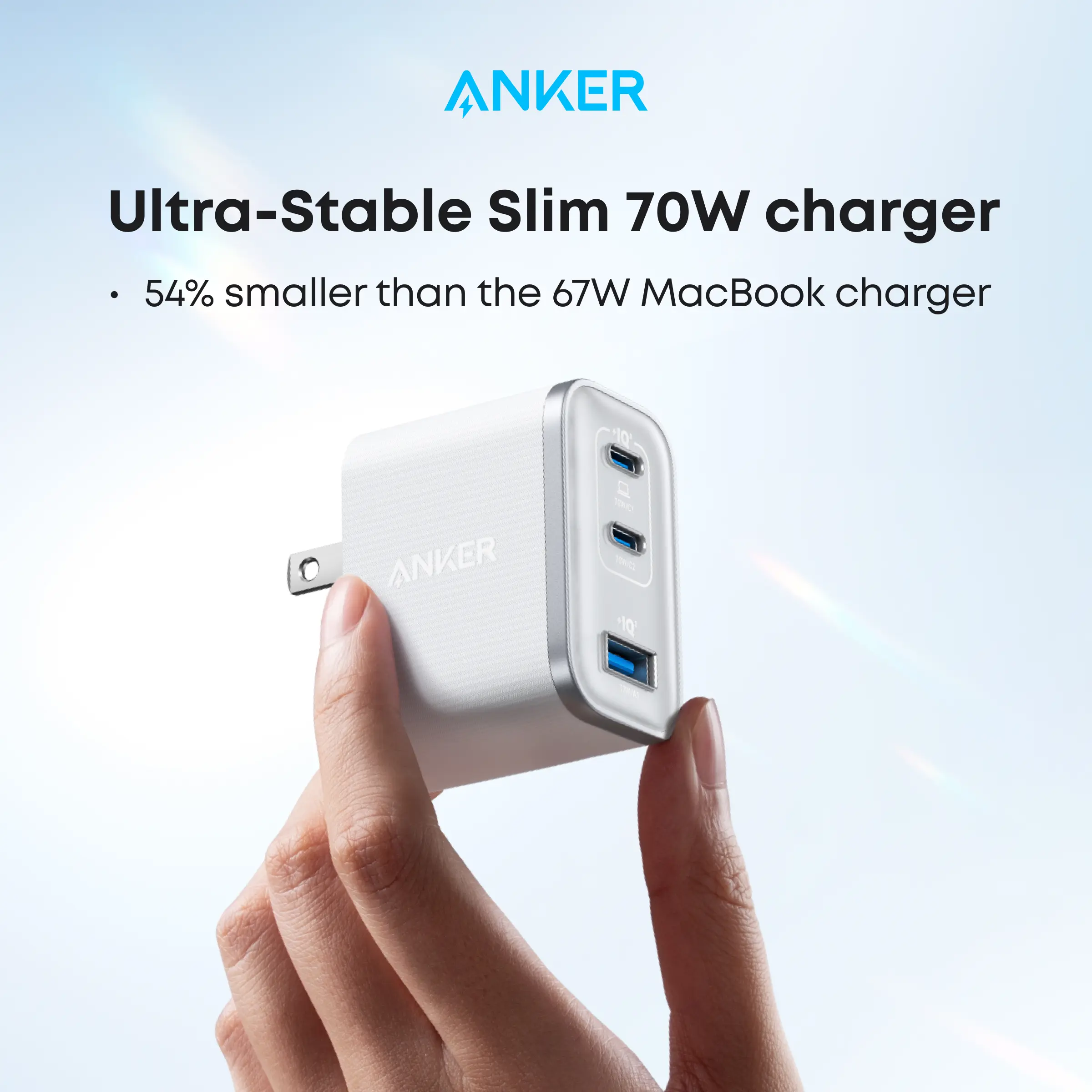 Anker Nano USB-C Charger Block with USB-C to USB-C Cable, 3-Port Fast Charger with Ultra-Fast 70W Output, for iPhone 17 /16 / 15 Series, MacBook, iPad, Pixel, Galaxy, and More sohochic