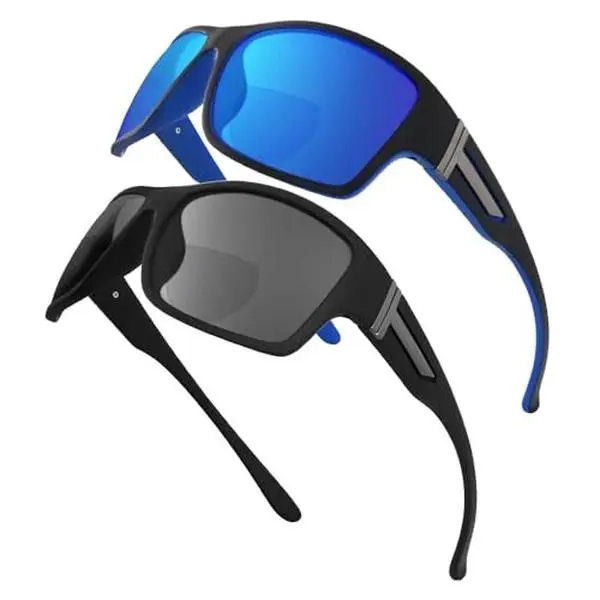YOBOCO Men's Bifocal Outdoor Sports Sunglasses - 3.0x Magnify Built-In Reader Eyewear for Cycling, Driving