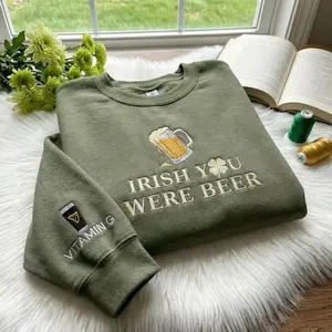Embroidered Irish You Were Beer Sweatshirt, Funny Shamrock Crewneck, Happy St. Patrick’s Day Shirt, Lucky Irish Drinking Shirt