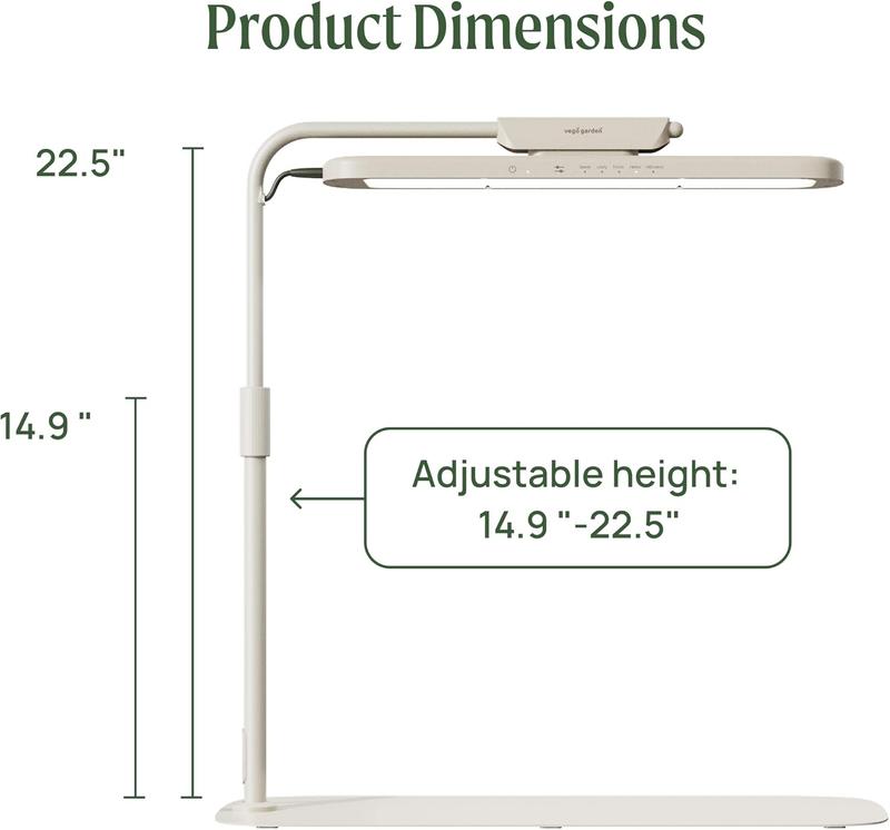 Vego Garden Grow Lights Stand for Indoor Plants Full-Spectrum LED Light with 5 Modes & Adjustable Height 14.9" to 22.5" for Seedlings Fruit Herbs Greens & Microgreens Heavy Duty Greenhouse Modern Design