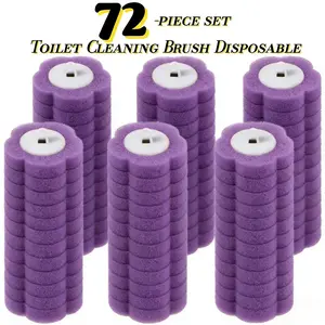 72 Pack Disposable Toilet Brush Heads, Three Colors, Durable Plastic, Suitable for Home Outdoor Portable Use, No Handle Included