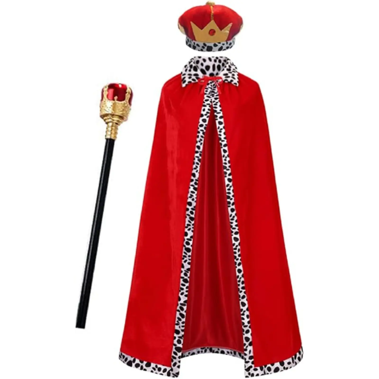 3 Packs Adult King Robe Halloween Costume Medieval Prince King Costume Cape(Cape&Crown) Party Cosplay Clothes