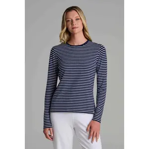 Women's Morada Everyday Long Sleeve T-Shirt | Navy/White Stripe