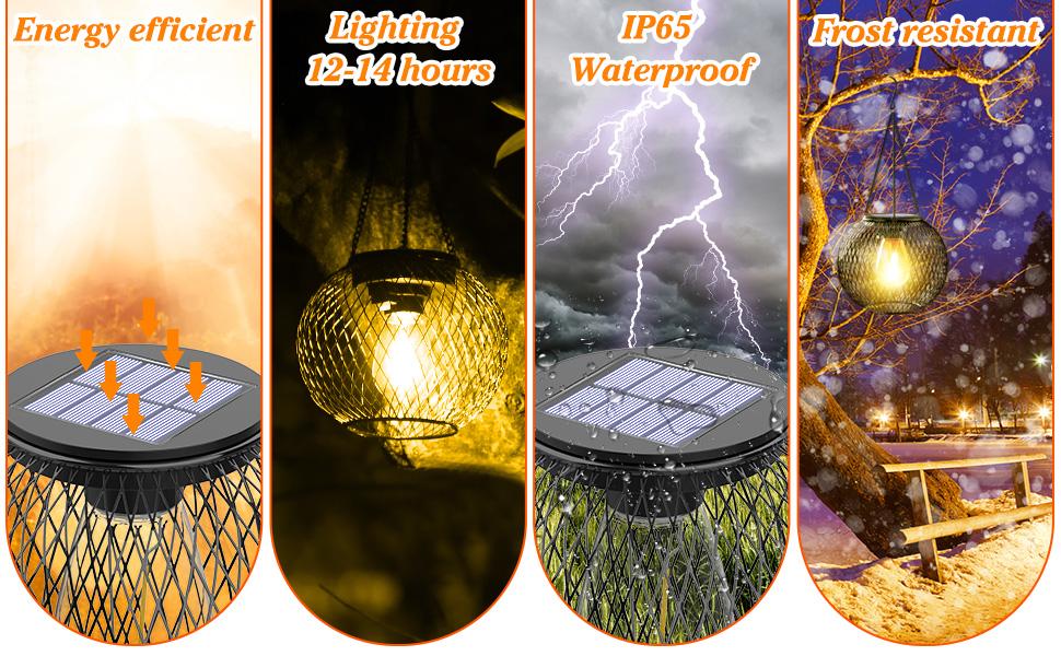 Outdoor Solar Hanging Light,2/4 packs Solar Lantern Outdoor Garden with IP65 Waterproof,Waterproof Lantern For Halloween Christmas Deco Festival,Waterproof Tree Light for Garden Yard Pathway,Garden Decor