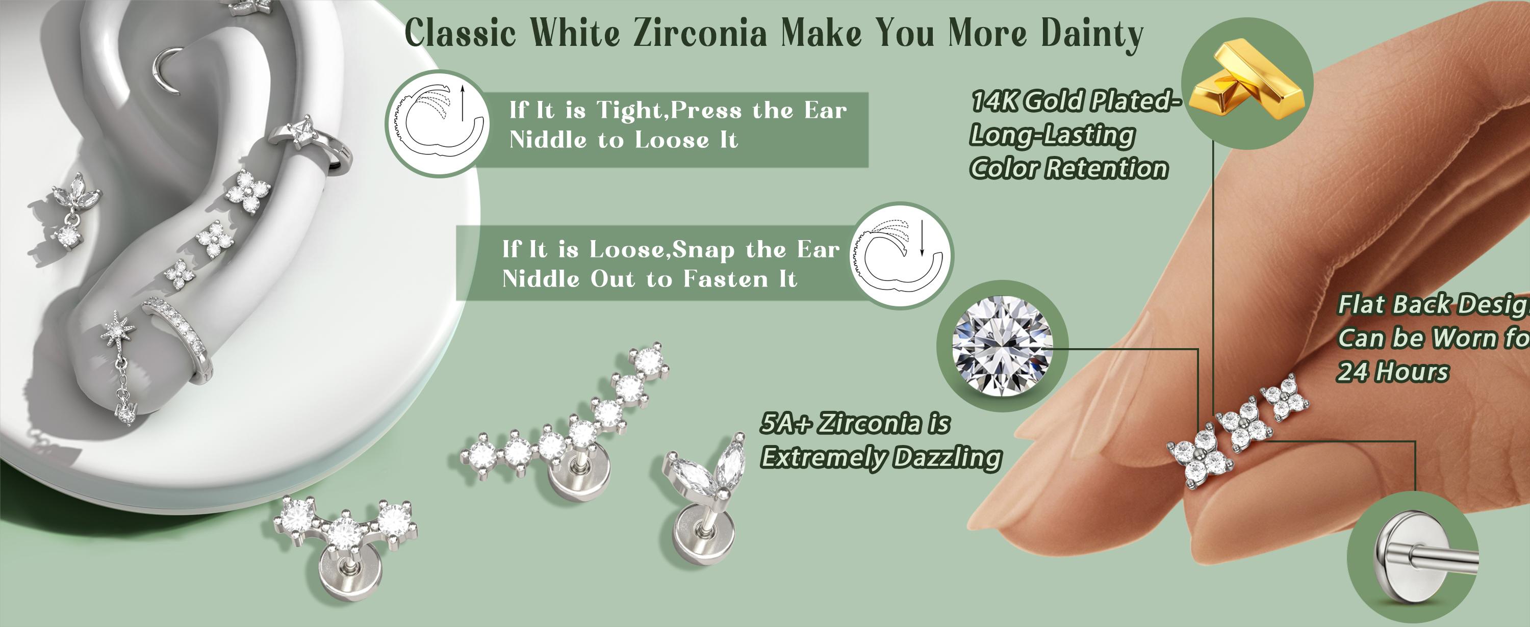 ORAZIO 16 Gauge Cartilage Earrings for Women Hypoallergenic Surgical Steel Flat Back Stud Hoop Set Daith Conch Tragus Helix Piercing Jewelry 12pcs Silver Earring Set ORAZIO 16 Gauge Cartilage Earrings for Women Hypoallergenic Surgical Steel Flat Back Stud Hoop Set Daith Conch Tragus Helix Piercing Jewelry 12pcs Silver Earring Set