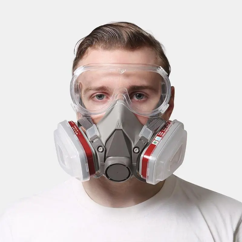16-in-1 Reusable Industrial Safety Equipment Respirator Mask, Adjustable Gas Mask with Dual Filters for Painting, Woodworking, Construction Work, Chemical Related Work
