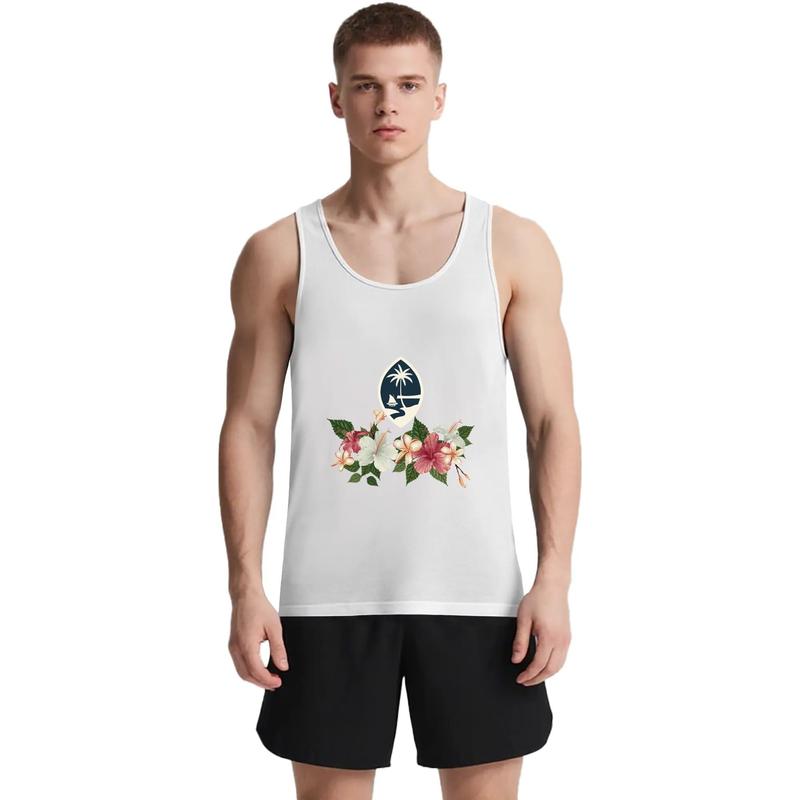 Hawaiian Floral Graphic Tank - Unisex Cotton Tropical Top Hawaiian Floral Graphic Tank - Unisex Cotton Tropical Top