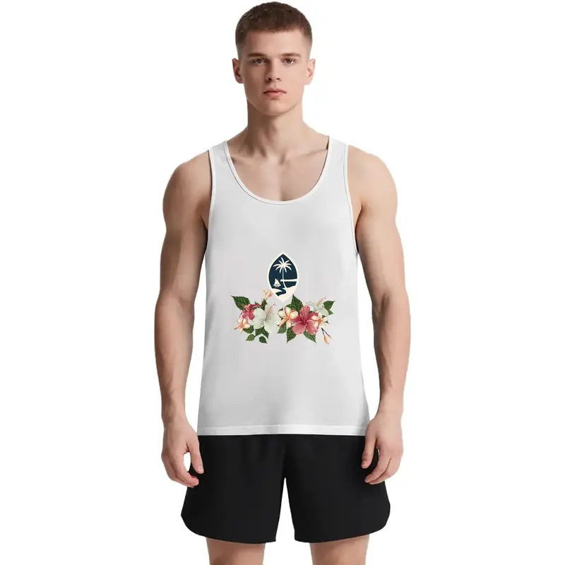 Hawaiian Floral Graphic Tank - Unisex Cotton Tropical Top