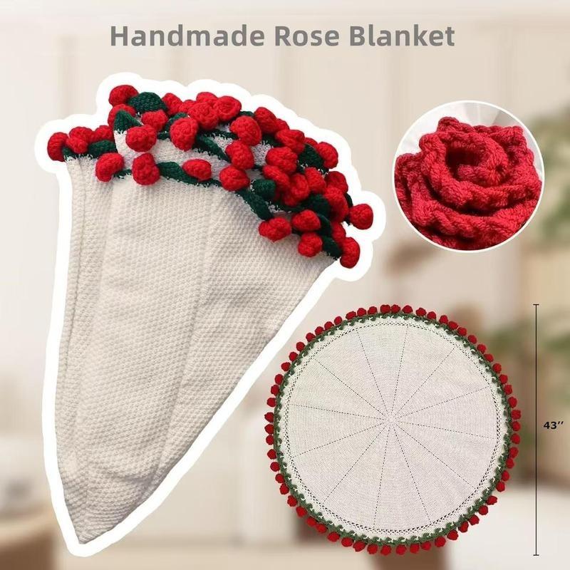 Mother's Day ,Birthday Rose Hand-Woven Blanket, Pure Handmade Bouquet Blanket, Ideal Gift for Mom, Wife, Grandma, Elders, Perfect for Anniversaries, Unique Heartfelt Gift