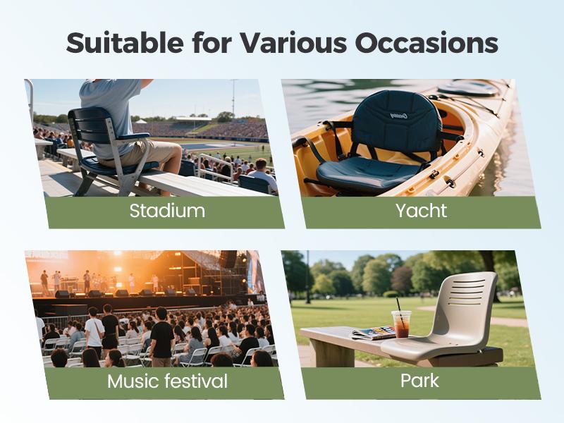 [live]Folding Stadium Seat Bleacher Chair with Cup Holder, Mesh Bag and Hide Hooks, Portable Stadium Chair with Back and Cushion