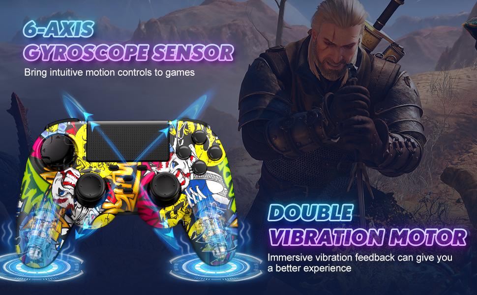 2 Pack Wireless PS4 Controller with Turbo Function Compatible with PlayStation 4/PS4 Slim/PS4 Pro/PC Windows Accessories Android PS4 Six-Axis Sensor Dual Vibration Motors 1000mAh Battery - Gaming Set