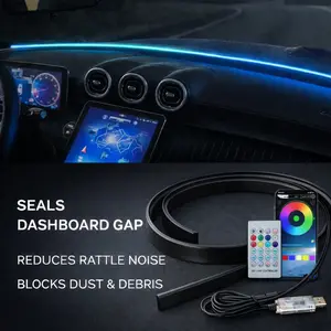 RGB car led lights Hidden Dashboard Gap Sealing Ambient Light – Reduce Rattle Noise, Block Dust & Debris, Cut-to-Fit Interior Upgrade Trim (USB Powered)