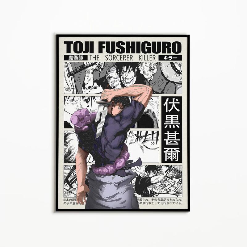 Toji Jujutsu Kaisen Anime Poster Print, JJK Manga Artwork Wall Hanging Home Decor, Gojo Geto, Minimalist Christmas Gift for Anime Fan