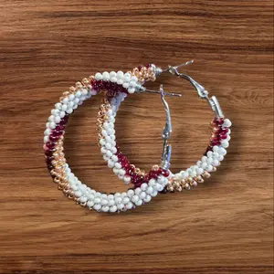 Authentic Beaded Wire wrapped Hoop Earrings
