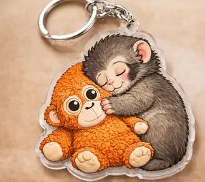 Punch the Baby Monkey Acrylic Keychain, Kawaii Monkey Plush Charm, Adorable Animal Keyring, Gift for Kids & Friends, Cute Backpack Bag Charm