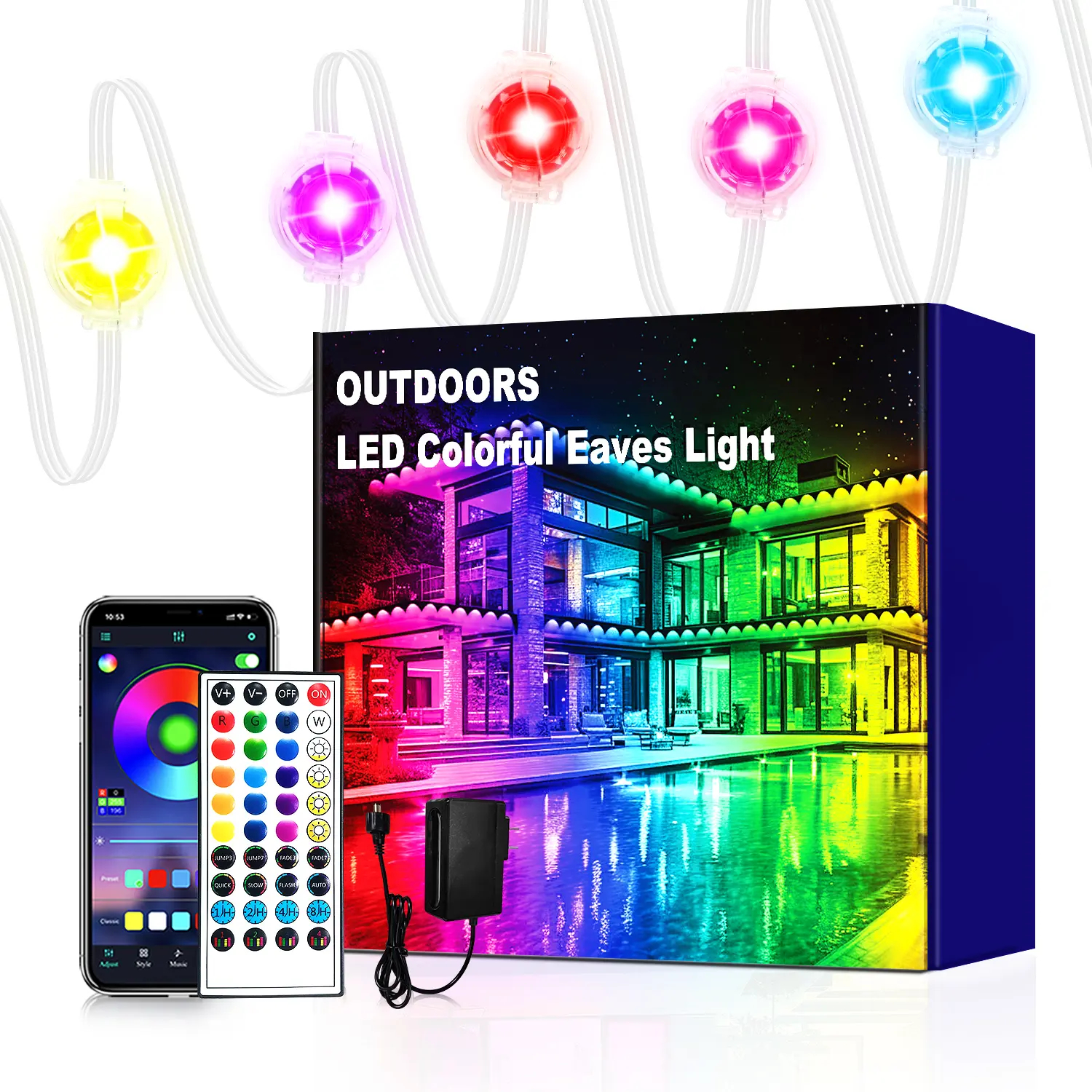 ARTBLEPRO Permanent Outdoor RGB Eaves Lights IP67 Waterproof Smart LED Strip Lights with Music Sync & App Control for Christmas Halloween Party Garden Decor