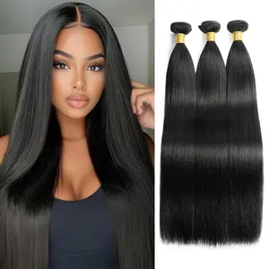 ALI LOVE Brazilian Yaki Straight Hair Bundles 1 3 4 Bundles Human Hair Weave Raw Hair Bundles for Quick Weave