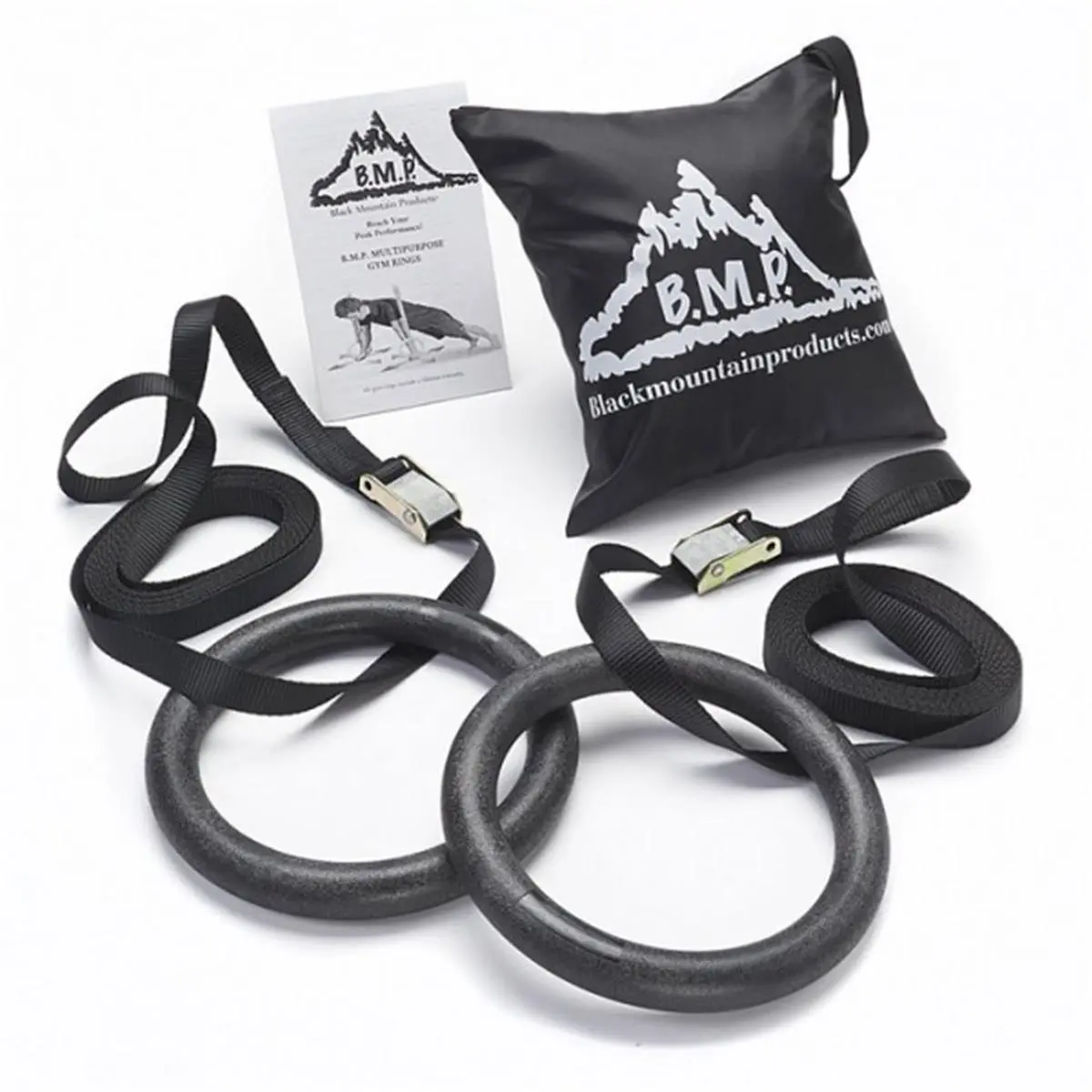 212 MAIN Portable Adjustable Multi-Use Exercise Gymnastics Rings - Black, 1200 lbs Capacity, 4 lbs Weight, 8 x 8 x 3 in Size, Exercise Guide Included, Office