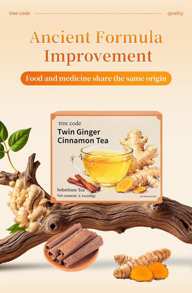 Treecode Twin Ginger Cinnamon Tea: Turmeric, Ginger, Cinnamon. 100% pure natural powder,Wellness Tea. dairy-free, no added sugar. Vegan formula, gluten-free, keto-friendly, caffeine-free. New Year Value Bundle