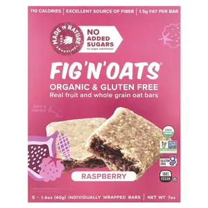 Made in Nature Fig 'N' Oats®, Raspberry, 5 Individually Wrapped Bars, 1.4 oz (40 g) Each