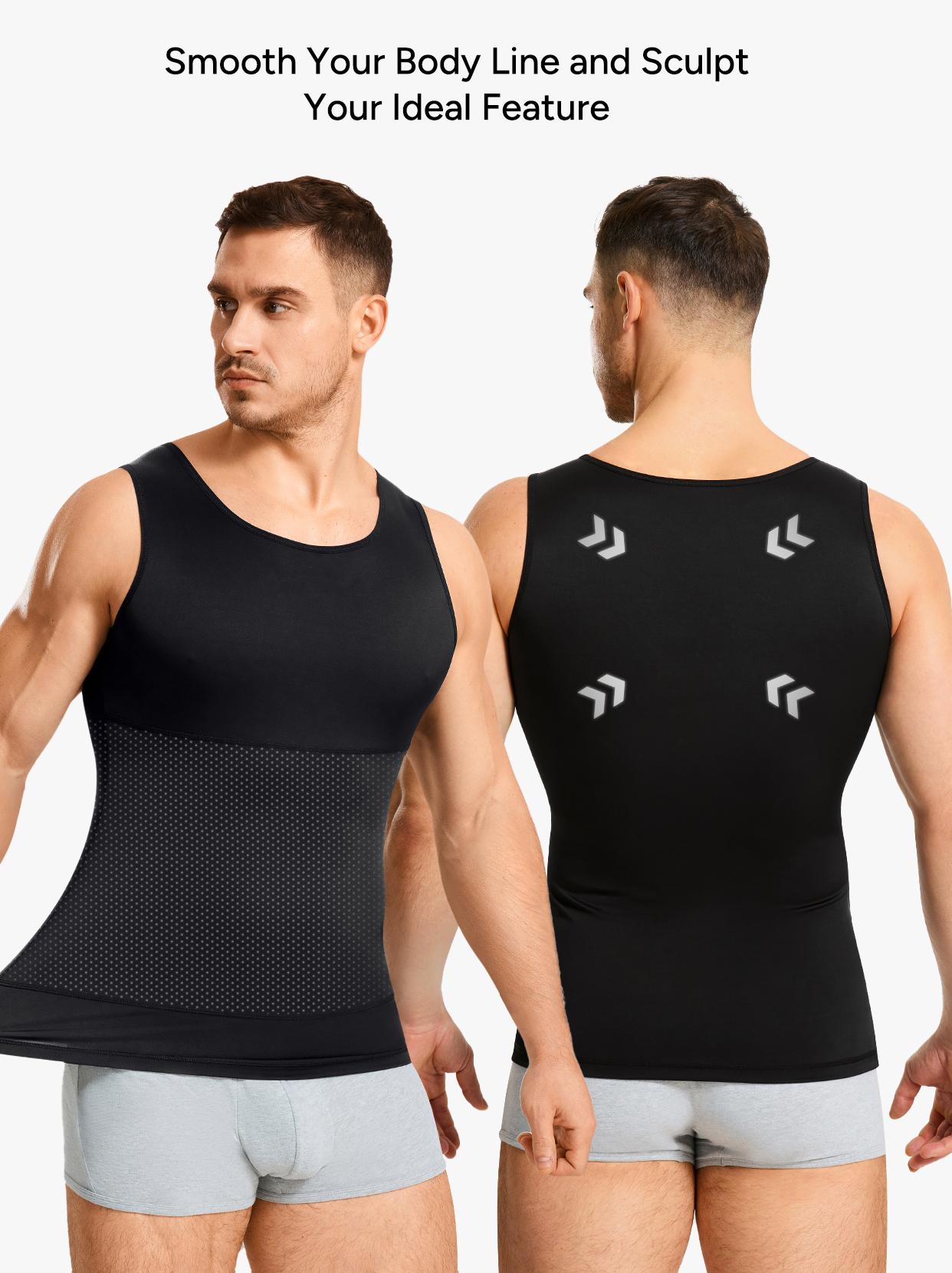 【Nebility】 Men’s Silky Soft Compression Shapewear Tank, Slimming Body Shaper Vest with Waist & Chest Support, Stretchy, Odor-Resistant, Breathable Muscle Tank for Daily Comfort, Menswear, Tanktop SpringStatements