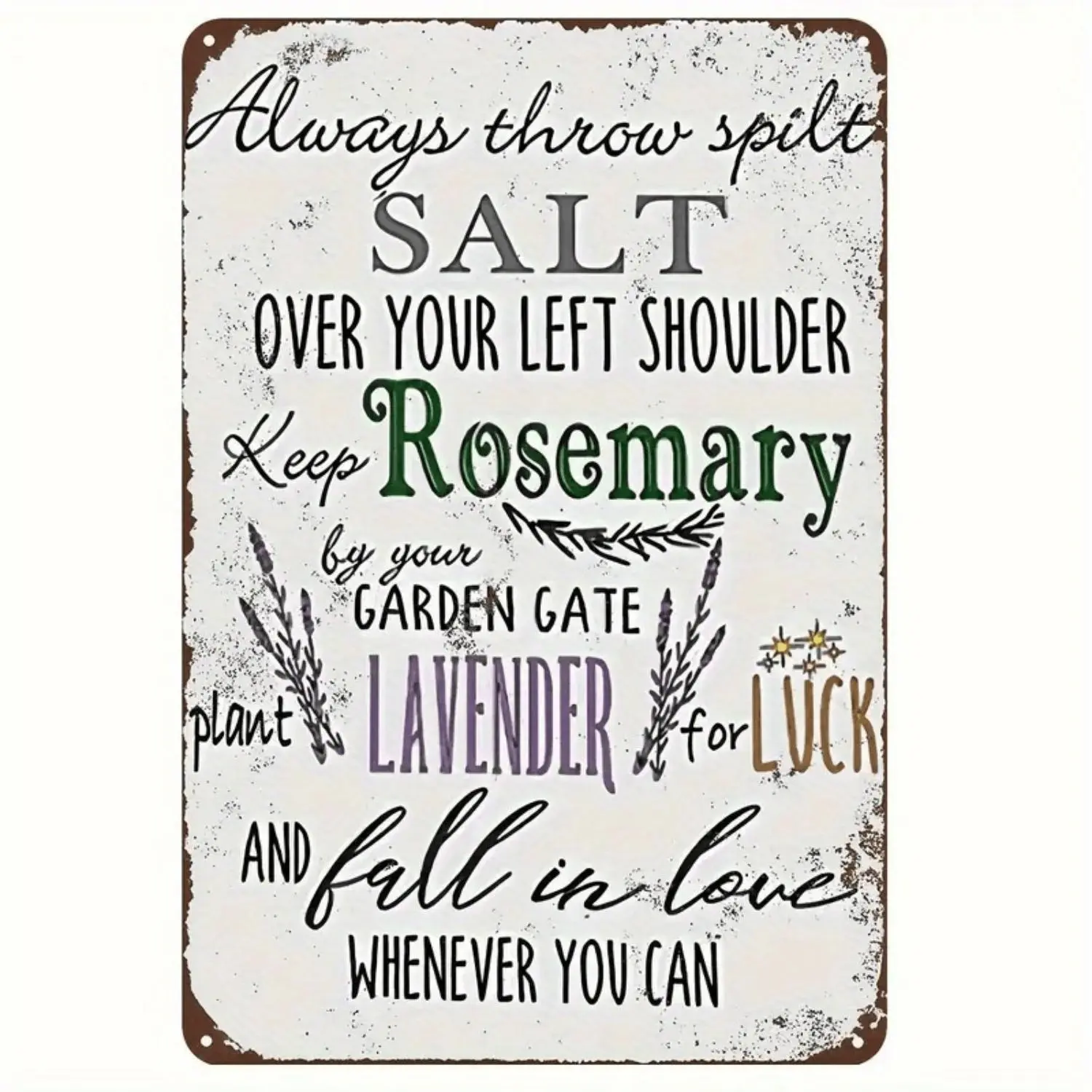 1pc Vintage Practical Magic-Inspired Metal Wall Plaque - Witch-Themed Sign with Humorous Spells, Herbs, Rustic Home Decor for Halloween, Garden (8x12")