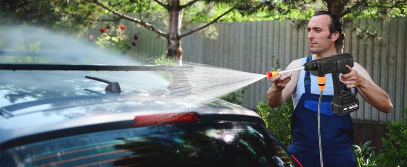 Saker Portable Cordless Pressure Washer 21V 36Bar Jet Power with 20000mAh Battery Car Floor Garden Wall 6-in-1 Adjustable Nozzle Rotating Sprinkler