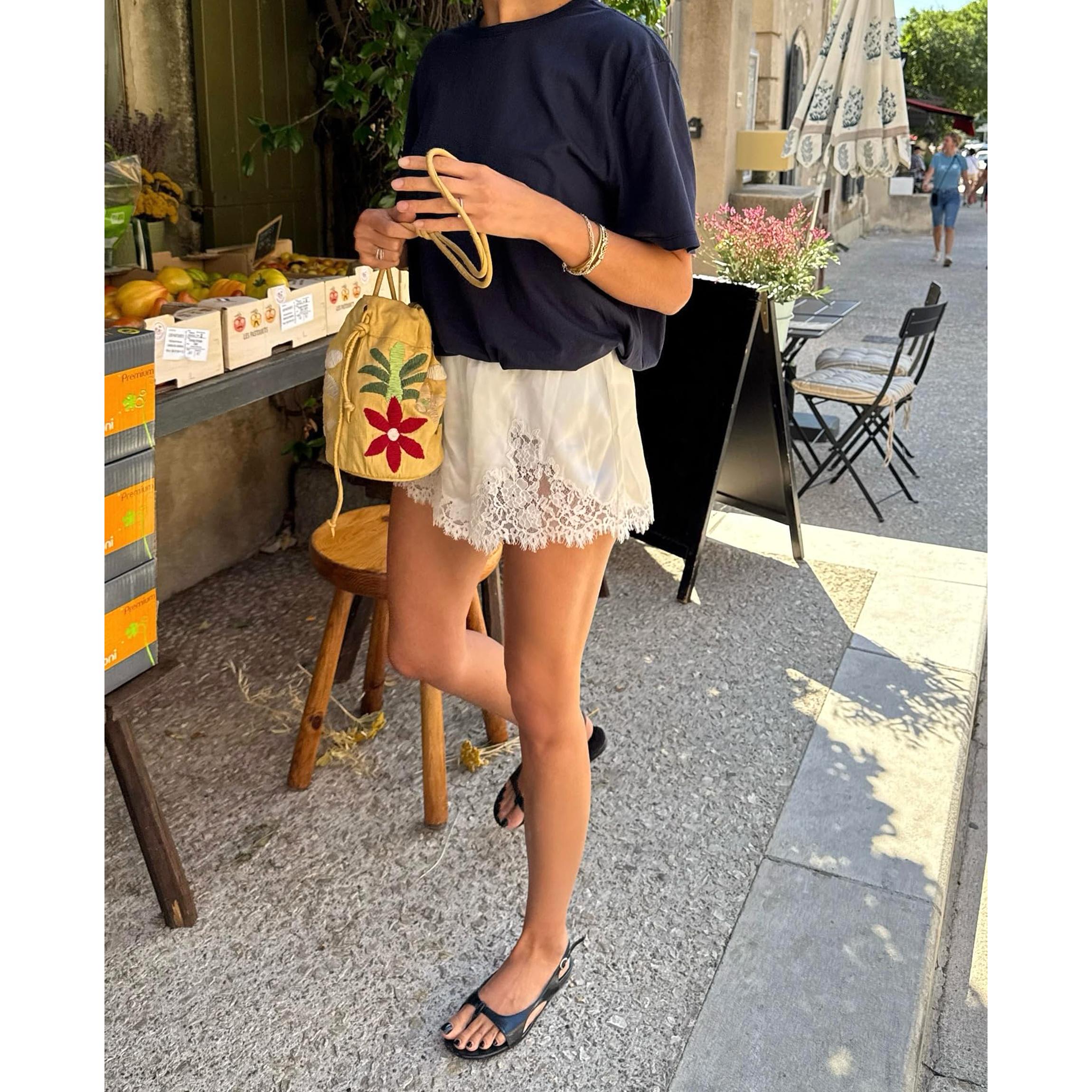 Buenoble Silky Lace Trim Shorts for Women Elegant Satin Lounge Shorts Fall Winter Chic OOTD SpringStatements