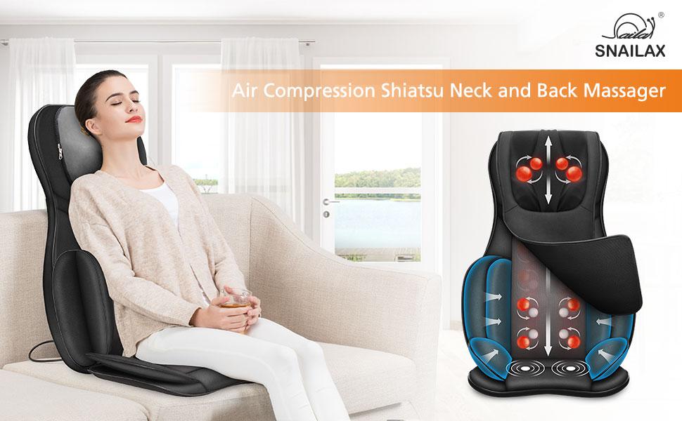 Snailax Full Body Massage Chair Pad -Shiatsu Neck Back Massager with Heat & Compression Adjustable Home Appliances Gift