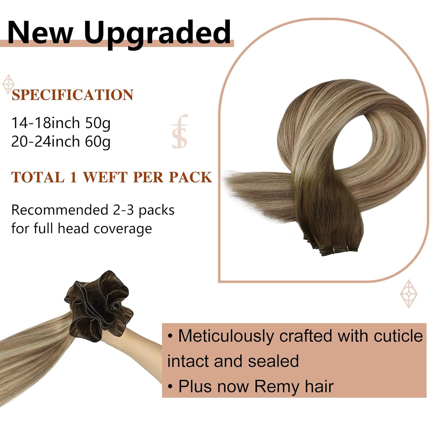 Full Shine Sew In Extensions and Genius Weft Hair Extensions Natural Straight Human Hair 50G-105G