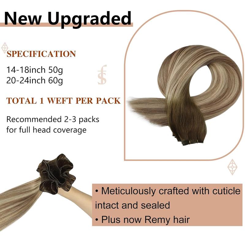 Full Shine Weft Hair Extensions Human Hair Sew In Extensions and Genius Weft Hair Extensions, Straight Hair Silky Weft Hand Tied Weft Human Hair Extensions, Sew In Invisible Sew In Extensions Remy Straight Hair For Women