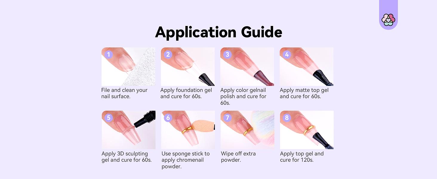 SAVILAND 3D Nail Gel & Chrome Powder Kit: Includes 3D Sculpting Gel Chrome Powder For Gel Nail Art Perfect For Home Manicures And DIY Nail Decoration