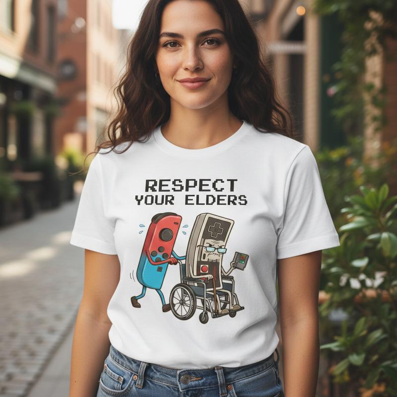 Funny Retro Gamer Graphic T-Shirt Soft Cotton Tee Vintage Console Old School Gaming Lover Gift Unique Humor Design for Men Women - Casual