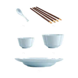 LANYINDONGFANG Jingdezhen Porcelain Dinnerware Set - 18-Piece Jade Begonia Celadon Ceramic Tableware Set with Bowls, Plates, Spoons, Chopsticks - Exquisite Gift Box for New Year