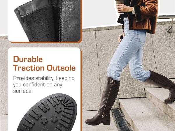 Dream Pairs Women's Stylish Knee High Riding Boots with Wide Calf Circumference with Faux Winter Comfortable Walking Shoes