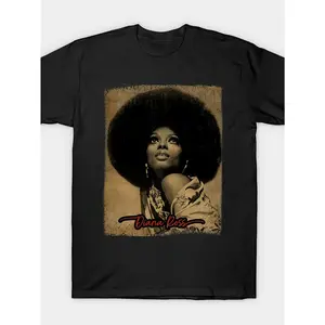 [100% Cotton] Retro Charm, Men'S Classic Diana Ross 80S Retro T-Shirt - Pure Cotton, Loose Fit, Round Neck, Short Sleeve With Vintage Anime Print, Machine Washable, Music Fan Apparel  Classic Round Neck  Smooth Texture Shirt T-Shirt For Men And Women
