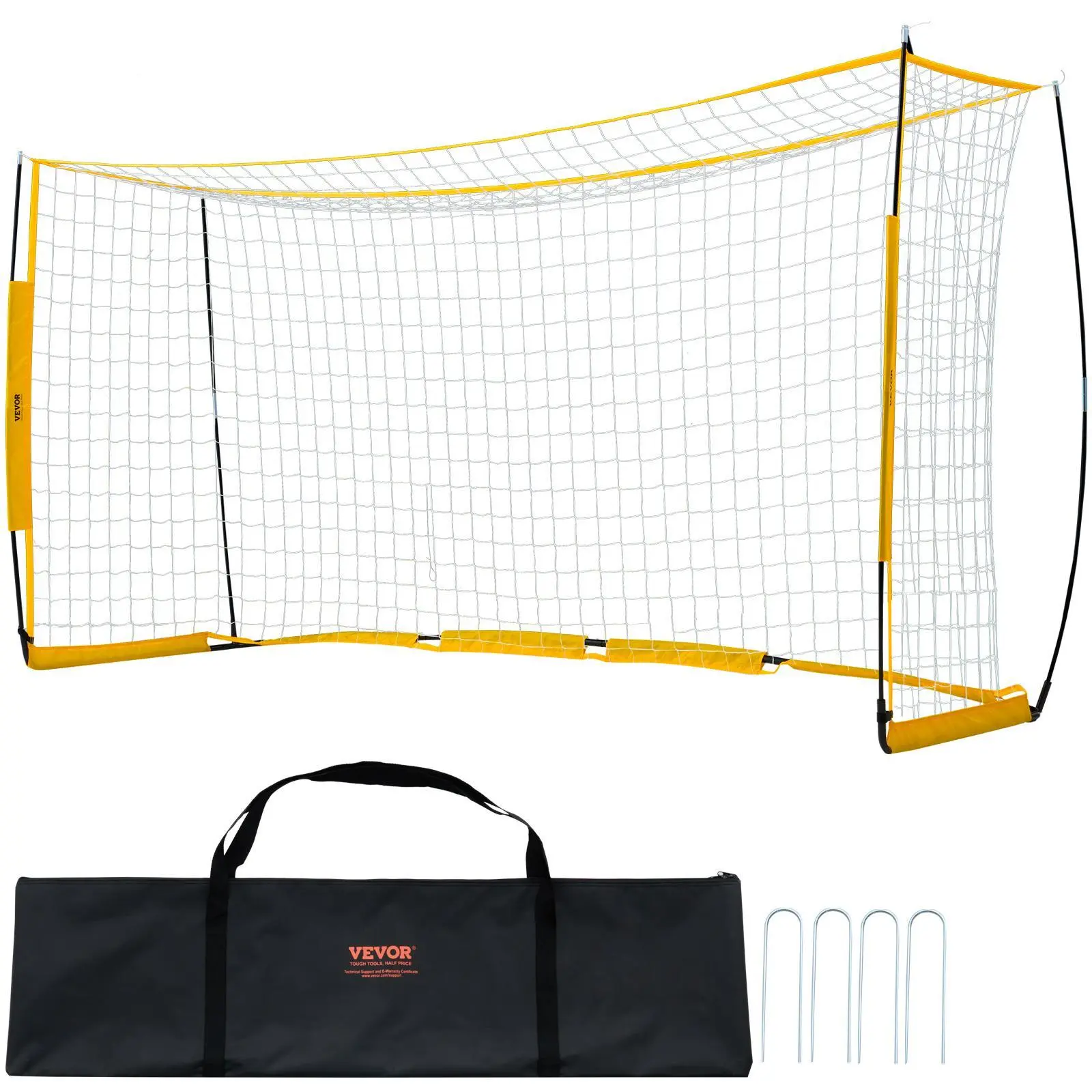 【SummerFinds】VEVOR Portable Soccer Goal,  12x6 ft Adults Kids Backyard Soccer Net, Large Practice Soccer Net, Steel Fiberglass Structure Training Goal Set, All-Weather Outdoor Soccer Goals with Carry Bag, Yellow