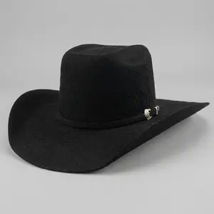 Cuernos Chuecos 10X Brick Crown Grizzly Black Felt Cowboy Hat