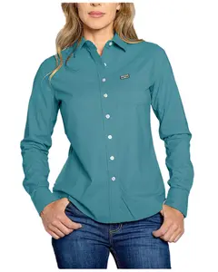 Kimes Ranch Women's Linville Long Sleeve Button-Down Western Stretch Shirt - Wto0000007-Blu