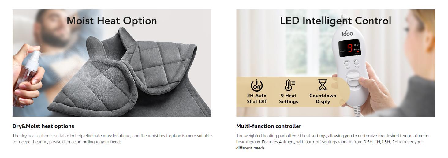 iDOO Heating Pad | Spring Glow Up | Perfect Gifts for Her Women Men Elderly | 3 Sizes (24x37 XXL King/24x33/21x22) | Soothing Heat Therapy for Fast Neck, Shoulder & Back Pain Relief