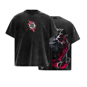 Burakku x Zamasu 2ver - DBZ T-Shirt Vintage Acid Wash Oversized Anime Graphic Tee Streetwear Gym Pump Gift | 90s Graphic American Casual Short Sleeve Tee | Premium Soft Cotton Classic Unisex T-Shirt for Daily, Anime-Themed Crew Neck Printed T-Shirt