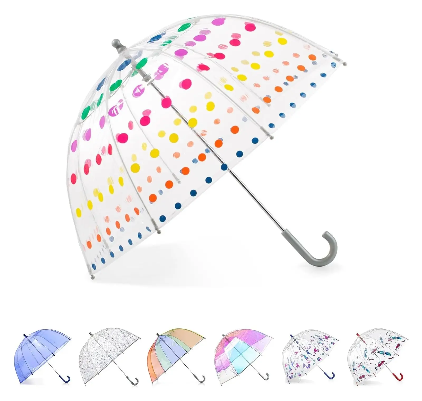 Kids Lightweight Dome Canopy Bubble Umbrella with Wind and Rain ProtectionGift