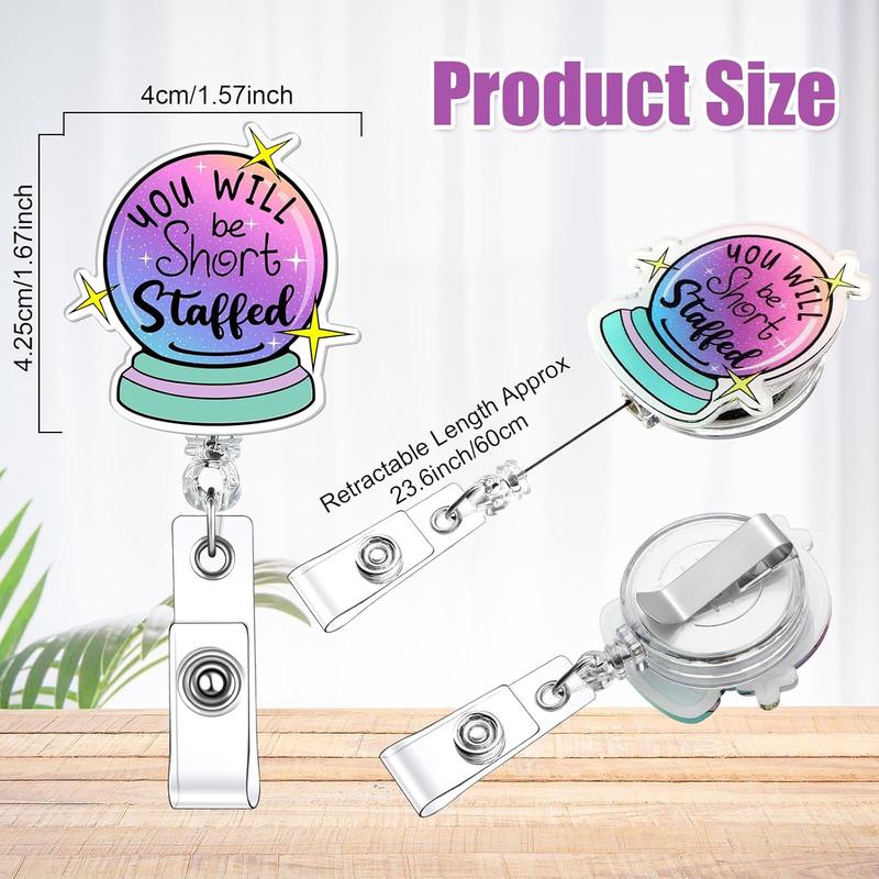 36/24/12/10 Pcs Funny Badge Reels for Nurses Cute Acrylic ID Badge Holder with Retractable Name ID Clip Bulk Badge Reel Accessories for Doctors Teachers Nursing Students Coworkers Medical Assistants New Grad Nurse Onboarding Gifts, Clinical Essentials